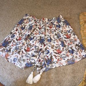 flowy floral shorts